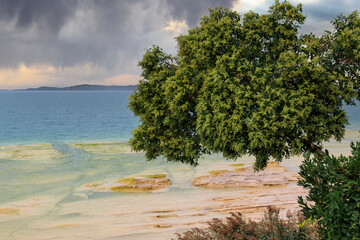 Landscape near jamaica beach on Garda lake at Sirmione Italy