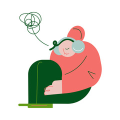 Depressed teenager sitting, listening to music in headphones, suffering from misunderstanding with parents