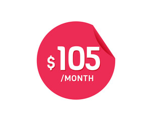 $105 Dollar Month. 105 USD Monthly sticker