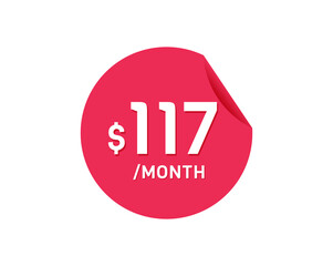 $117 Dollar Month. 117 USD Monthly sticker