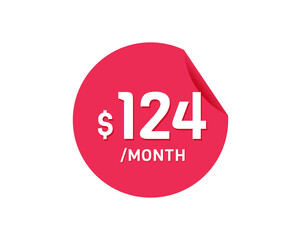 $124 Dollar Month. 124 USD Monthly sticker
