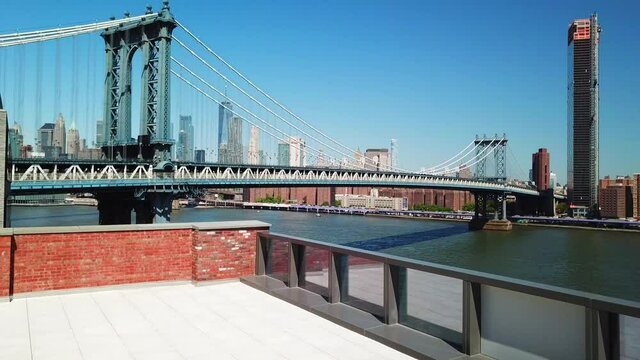 Aerial view of the Manhattan Bridge in New York City.