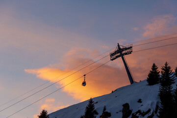 abenddämmerung wallis alpen himmel seilbahn