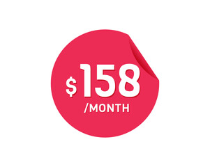 $158 Dollar Month. 158 USD Monthly sticker