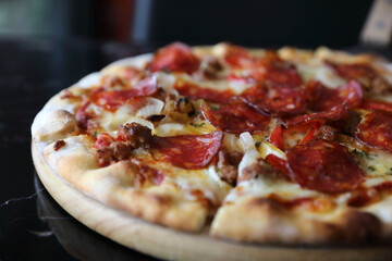 pepperoni pizza in close up