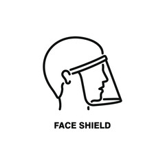 Face shield line icon. Protection from COVID-19 concept isolated on white background. Vector illustration