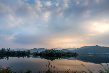 Panorama of beautiful Countryside.
Popular Photographers attraction. Landscape panorama in mountain and lake. Sunny afternoon beauty of nature concept background.