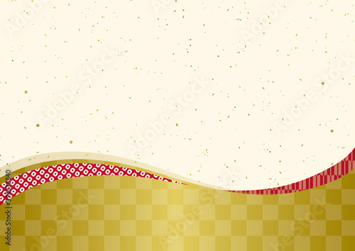 金と白と赤の流れるような和柄 Wall Mural Wallpaper Murals まるまる