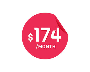 $174 Dollar Month. 174 USD Monthly sticker