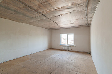 Russia, Moscow- April 17, 2020: interior room apartment rough repair for self-finishing. interior...