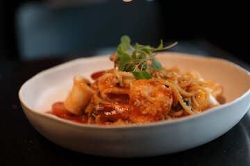 spaghetti pomodoro with sea food
