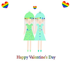 Valentine's day card with girls (LGBT)