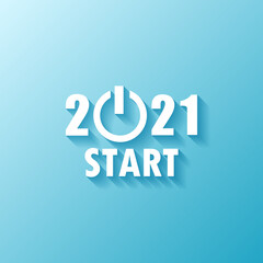 New year 2021 start flat vector blue icon, winter concept illustration in eps 10