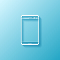 Smartphone flat vector blue icon, flat design mobile phone winter concept illustration in eps 10