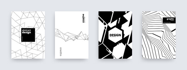 Abstract background design, set of striped covers, vector illustration