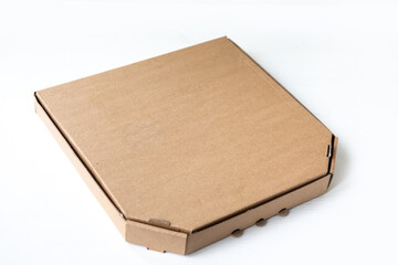 Pizza box isolated on white background. Mock Up.
