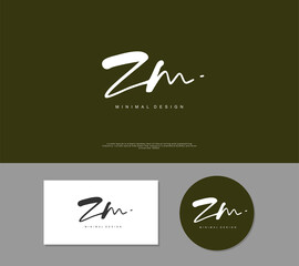 ZM Initial handwriting or handwritten logo for identity. Logo with signature and hand drawn style.