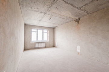 Russia, Moscow- April 17, 2020: interior room apartment rough repair for self-finishing. interior...