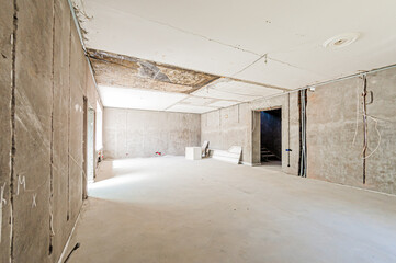 Russia, Moscow- April 17, 2020: interior room apartment rough repair for self-finishing. interior...
