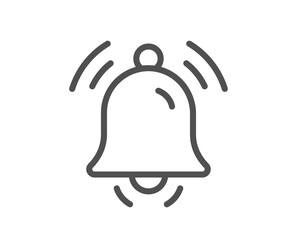 Notification bell line icon. Alarm reminder sign. Alarm clock symbol. Quality design element. Linear style notification bell icon. Editable stroke. Vector