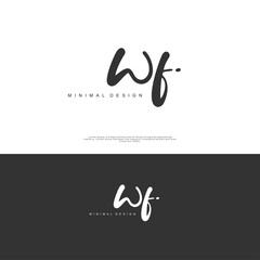 WF Initial handwriting or handwritten logo for identity. Logo with signature and hand drawn style.