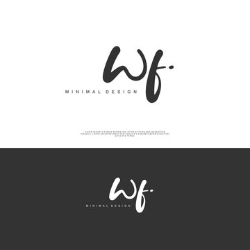 WF Initial handwriting or handwritten logo for identity. Logo with signature and hand drawn style.