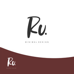 RU Initial handwriting or handwritten logo for identity. Logo with signature and hand drawn style.