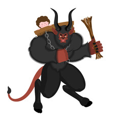 Krampus Christmas devil. Evil demon. Punishes naughty children. Horned monster for new year and christmas