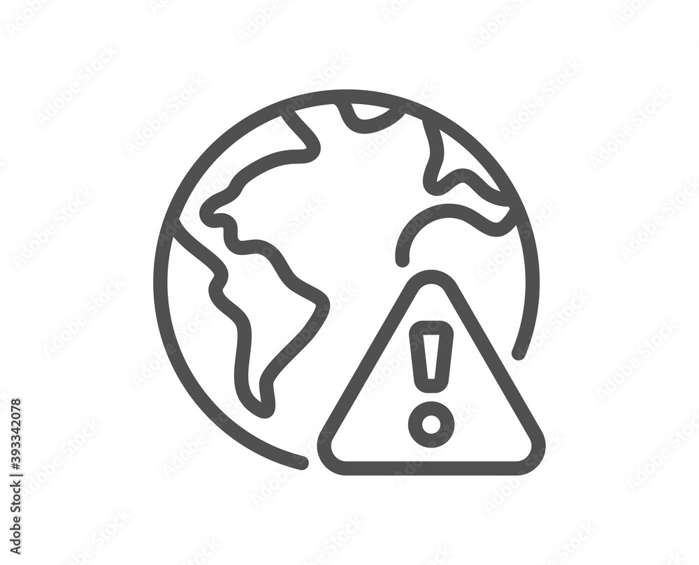 Poster internet warning line icon. attention triangle sign. caution alert symbol. quality design element. l