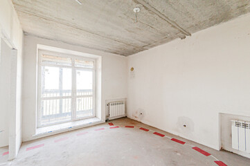 Russia, Moscow- April 17, 2020: interior room apartment rough repair for self-finishing. interior...