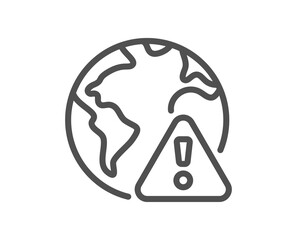 Obraz premium Internet warning line icon. Attention triangle sign. Caution alert symbol. Quality design element. Linear style internet warning icon. Editable stroke. Vector