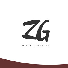 ZG Initial handwriting or handwritten logo for identity. Logo with signature and hand drawn style.