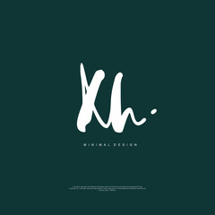 XH Initial handwriting or handwritten logo for identity. Logo with signature and hand drawn style.