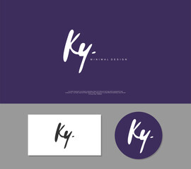 Fototapeta na wymiar KY Initial handwriting or handwritten logo for identity. Logo with signature and hand drawn style.