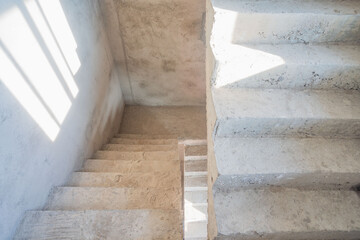 Rough staircase with reinforced concrete structure