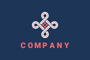 Flat vector logo element with initials 