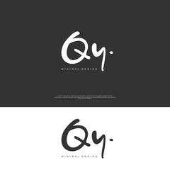 QY Initial handwriting or handwritten logo for identity. Logo with signature and hand drawn style.
