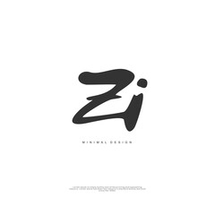 ZI Initial handwriting or handwritten logo for identity. Logo with signature and hand drawn style.