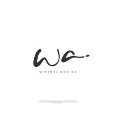 WA Initial handwriting or handwritten logo for identity. Logo with signature and hand drawn style.