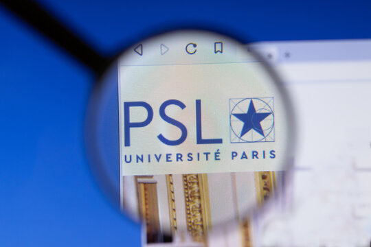 Los Angeles, California, USA - 3 March 2020: Universite PSL website homepage logo visible on display screen, Illustrative Editorial