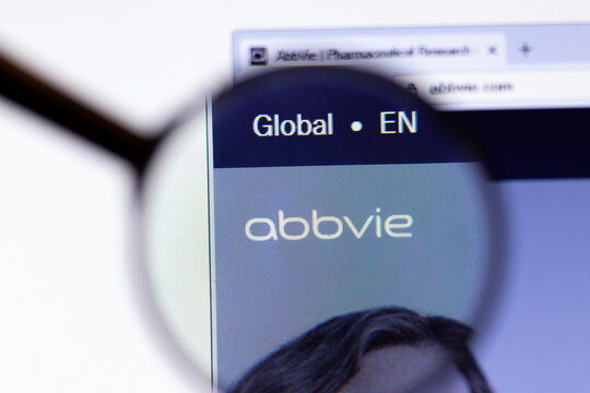 Los Angeles, California, USA - 20 March 2020: AbbVie company logo on website page close-up on screen, Illustrative Editorial