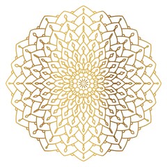 Mandala with golden gradient. Luxury ornamental in gold color. Round ornament, repeating elements.	