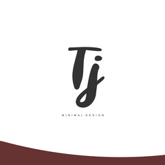 TJ Initial handwriting or handwritten logo for identity. Logo with signature and hand drawn style.
