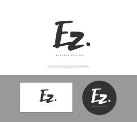 EZ Initial handwriting or handwritten logo for identity. Logo with signature and hand drawn style.