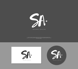 SA Initial handwriting or handwritten logo for identity. Logo with signature and hand drawn style.