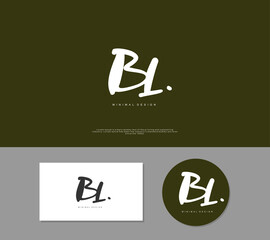 BL Initial handwriting or handwritten logo for identity. Logo with signature and hand drawn style.