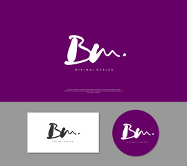 BM Initial handwriting or handwritten logo for identity. Logo with signature and hand drawn style.