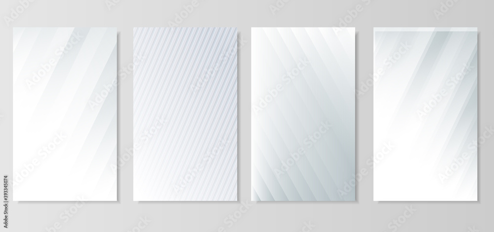 Poster set of abstract diagonal lines light silver background vector. modern white and gray background.