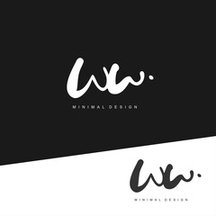 WW Initial handwriting or handwritten logo for identity. Logo with signature and hand drawn style.