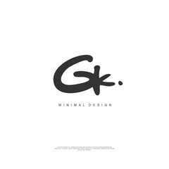 GK Initial handwriting or handwritten logo for identity. Logo with signature and hand drawn style.